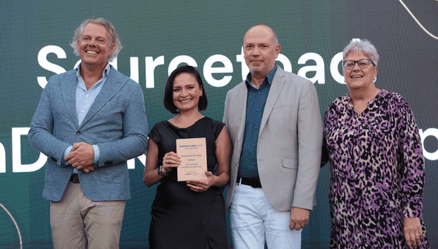 Eve Mitts accepting Product of the Year Seatrade Cruise Award