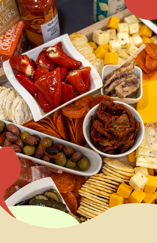 Close up of charcuterie board presentation