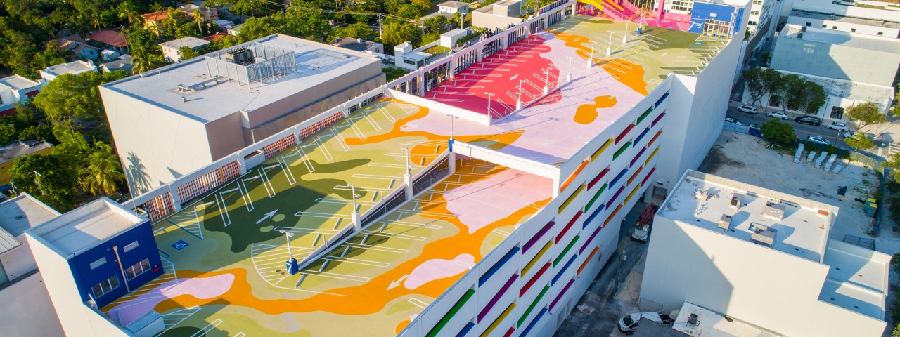 Street art on roof of buildings
